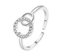 Hope Rings for Women, Adjustable Silver Hope Ring Big Sister Little Sister Rings, Silver Forever Linked Ring To My Sisters Birthday Jewellery Gifts for Her (Silver1)