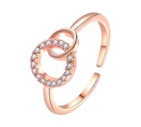 Hope Rings for Women, Adjustable Silver Hope Ring Big Sister Little Sister Rings, Silver Forever Linked Ring To My Sisters Birthday Jewellery Gifts for Her (Rose Gold)