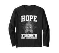 Hope Strength Brain Cancer Warrior Ribbon Long Sleeve T-Shirt