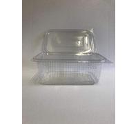 Hope Style Hinged 375ml Plastic food Container for Salad, Pasta, fruits and Cake x100