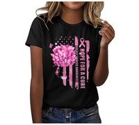 Hope & Support Pink Ribbon Tee UK - Research Fundraiser Breast Cancer T-Shirt Women's Crew