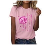 Hope & Support Pink Ribbon Tee UK - Research Fundraiser Breast Cancer T-Shirt Women's Crew