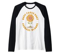 Hope Takes Root, Courage Blooms Quote Raglan Baseball Tee