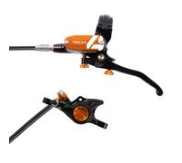 Hope Tech 4 X2 Disc Brake - Colours - Black / Orange / No Rotor / Front or Rear / LH / Standard Hose / 1600mm