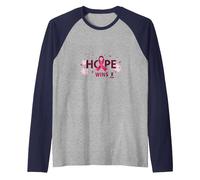 Hope Wins Breast Cancer Awareness Empowerment Raglan Baseball Tee, Men, Navy/Athletic Heather, M