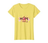 Hope Wins Breast Cancer Awareness Empowerment T-Shirt, Women, Lemon, XL