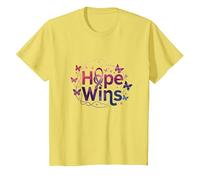 Hope Wins Butterfly Inspiration Cancer Awareness T-Shirt, Kids, Lemon, 6 Years
