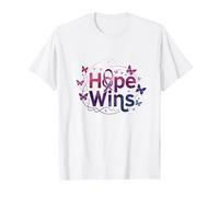 Hope Wins Butterfly Inspiration Cancer Awareness T-Shirt, Men, White, 4XL