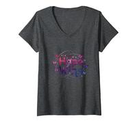 Hope Wins Butterfly Inspiration Cancer Awareness V-Neck T-Shirt, Women, Dark Heather Grey, XL