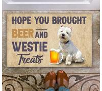 Hope You Brought Beer and Westie Treats Non Slip Rubber Backed Entryway Rugs for Indoor Outdoor Entrance Floor Door Mat Dries Quickly Kitchen Mat Natural Durable Easy to Maintain 36x24 Inch