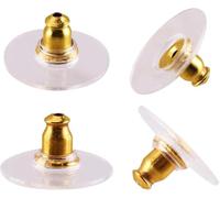 Hopea Gold Silicone Earring Backs for Studs - Pack of 200 Soft Plastic Safety Back Stoppers, Secure Anti-Loss Replacement Earring Stopper for Women