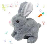 Hopearl Hopping Rabbit Interactive Electronic Pet Plush Bunny Toy with Sounds and Movements Animated Walking Wiggle Ears Twitch Nose Gifts for Toddlers Birthday, Gray, 7''