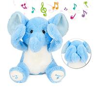 Hopearl Peek A Boo Elephant Interactive Repeats What You Say Plush Elephish Toy Musical Singing Talking Stuffed Animal Adorable Electric Animate Gift, Blue, 11.5''