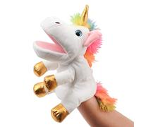 Hopearl Plush Unicorn Hand Puppet with Open Movable Mouth for Imaginative Play, Role Play, Interactive Toy for Storytelling Teaching Puppet Theater, Birthday Gift for Kids Girls, White, 12''