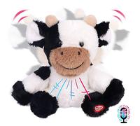 Hopearl Talking Cow Repeats What You Say Shaking Head Electric Interactive Age 3+ Animated Toy Speaking Plush Buddy Birthday Festival for Toddlers, 7''