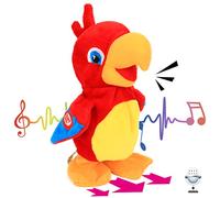 Hopearl Talking Parrot Repeats Age 3+ What You Say Walking Electric Interactive Animated Toy Speaking Plush Buddy Birthday Festival for Toddlers Birthday, 8''