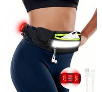 Hopedone Running Light, 230°Wide-Angle 1000Lumens Night Running Light on Running Waist Belt Rechargeable Running Safety Lights with Adjustable Large Pocket Fanny Packet for Runners Jogging (Black)
