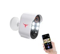 HopeFlex Security Camera Wireless, Human Detection, Live View, Cloud Storage, Color Night Vision, 2.4G WiFi, Indoor Outdoor Surveillance, Battery Powered (4 Spotlights)