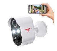HopeFlex Security Camera Wireless, Human Detection, Live View, Cloud Storage, Color Night Vision, 2.4G WiFi, Indoor Outdoor Surveillance, Battery Powered (2 Spotlights)