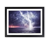 Hopeful Lightning Storm H1022 Framed Print for Living Room Bedroom Home Office Décor, Wall Art Picture Ready to Hang, Black A4 Frame (34 x 25 cm)