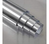 Hopepak Stainless Steel Contact Paper Peel and Stick Waterproof Silver Metallic Wallpaper Self Adhesive Removable Vinyl Roll for Kitchen Cabinet Refrigerator Dishwasher Countertop 17.3''x118''