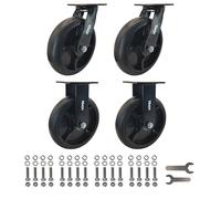 HOPES 8 X 2 inch Heavy Duty Casters,Rubber Casters Wheel,Flat Industrial Caster - Set of 4 - Use for Truck Dollies,Workbench,Transport,Handcarts,Utility cart (2 Swivel & 2 Rigid, 2,800lbs)