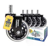 HOPES Office Chair Wheels Replacement Set of 5 - Heavy Duty Rubber Casters, Smooth & Quiet Rolling for Hardwood Floors and Carpet, Universal Stem, No Floor Mat Needed (Black, 3inch-660lbs)