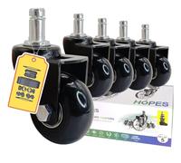 HOPES Office Chair Wheels Replacement Set of 5 - Heavy Duty Rubber Casters, Smooth & Quiet Rolling for Hardwood Floors and Carpet, Universal Stem, No Floor Mat Needed (Black, 2inch-660lbs)