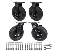 HOPES Pneumatic Casters Set of 4,Heavy Duty Rubber Casters for Utility Cart, Workbench, Hotel Trolley, Housekeeping Cart, Dolly cart (2 Brake & 2 Rigid, 8 inch 1320 LBS)