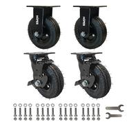 HOPES Pneumatic Casters Set of 4,Heavy Duty Rubber Casters for Utility Cart, Workbench, Hotel Trolley, Housekeeping Cart, Dolly cart (2 Brake & 2 Rigid, 6 inch 880 LBS)