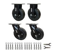 HOPES Pneumatic Casters Set of 4,Heavy Duty Rubber Casters for Utility Cart, Workbench, Hotel Trolley, Housekeeping Cart, Dolly cart (2 Swivel & 2 Rigid, 6 inch 880 LBS)