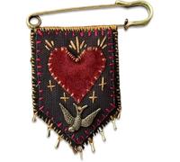 Hope's Protection Pocket with Rosemary, Hand Embroidered Healing Pocket Protector with Pin and Feathers,Portable Keepsake Holder,Holds Rystals Love Notes or Any Talisman,Unique Gift (1 pcs)