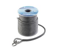 HOPESEILY 3/8 x 100FT Boat Anchor Rope, Premium Solid Braid MFP Marine Line with Stainless Steel Thimble & Shackle for Boats Jet Ski Yacht Dock, Heavy Duty (Grey)