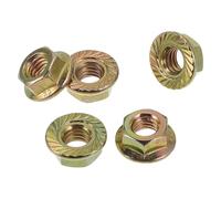 HOPESPANNER 5 Pcs M6 Car Flange Nuts Carbon Steel Concave and Convex Hex Lock Flange Nuts Non-Slip Lock Flange Color Zinc for Car Motorcycle
