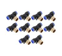 HOPESPANNER Push to Connect Air Fittings 1/2" t Type Air Line Quick Joint Plastic Metal 20mm / 1/2"BSPT 10 Pcs Blue Black Gold Tone