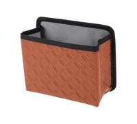 HOPESPANNER Universal 7.1" Length 3.1" Width 5.9" Height Car Trash Can Hanging Trash Bin Faux Leather 1 Pc with Hook Brown
