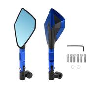 HOPESPANNER Universal Motorcycle Rear View Mirrors Adjustable Bar End Side Mirrors Mount Aluminum Alloy 1 Set Blue M8/M10 Polygonal Shape