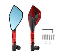 HOPESPANNER Universal Motorcycle Rear View Mirrors Adjustable Bar End Side Mirrors Mount Aluminum Alloy 1 Set Red M8/M10 Polygonal Shape