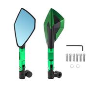 HOPESPANNER Universal Motorcycle Rear View Mirrors Adjustable Bar End Side Mirrors Mount Aluminum Alloy 1 Set Green M8/M10 Polygonal Shape