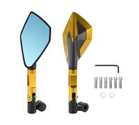HOPESPANNER Universal Motorcycle Rear View Mirrors Adjustable Bar End Side Mirrors Mount Aluminum Alloy 1 Set Gold Tone M8/M10 Polygonal Shape