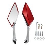 HOPESPANNER Universal Motorcycle Rear View Mirrors Adjustable Bar End Side Mirrors Mount Aluminum Plastic 1 Set Silver Tone Red M8/M10 Prismatic Shape