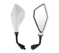 HOPESPANNER Universal Motorcycle Rear View Mirrors Adjustable Bar End Side Mirrors Mount Iron Plastic 1 Set White M10 Polygonal Shape
