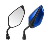 HOPESPANNER Universal Motorcycle Rear View Mirrors Adjustable Bar End Side Mirrors Mount Iron Plastic 1 Set Blue M10 Leaf Shape