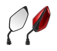 HOPESPANNER Universal Motorcycle Rear View Mirrors Adjustable Bar End Side Mirrors Mount Iron Plastic 1 Set Red M10 Leaf Shape