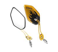 HOPESPANNER Universal Motorcycle Rear View Mirrors Adjustable Side Rearview Mirror Aluminum Alloy Plastic 1set Black Gold Tone M8/M10 Polygonal Shape