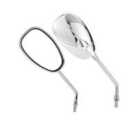 HOPESPANNER Universal Motorcycle Rear View Mirrors Adjustable Side Rearview Mirror Iron 1 Set Chrome Silver Tone M10 Oval Shape
