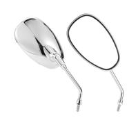 HOPESPANNER Universal Motorcycle Rear View Mirrors Adjustable Side Rearview Mirror Iron 1 Set Chrome Silver Tone M8 Oval Shape