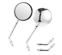 HOPESPANNER Universal Motorcycle Rear View Mirrors Adjustable Side Rearview Mirror Metal ABS 1 Set Chrome Silver Tone M10 Round Shape