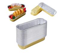 Hopesprout 50PCS Disposable Aluminum Foil Tin Box, 200ml Rectangular Foil Baking Boxes Mini Loaf Pans for Cooking, Baking, Meal Prep, Take Out Etc,50PCS,Without Cover