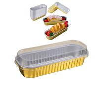 Hopesprout 50PCS Disposable Aluminum Foil Tin Box with Lid, 200ml Rectangular Foil Baking Boxes Mini Loaf Pans for Cooking, Baking, Meal Prep, Take Out Etc,50PCS,with Cover